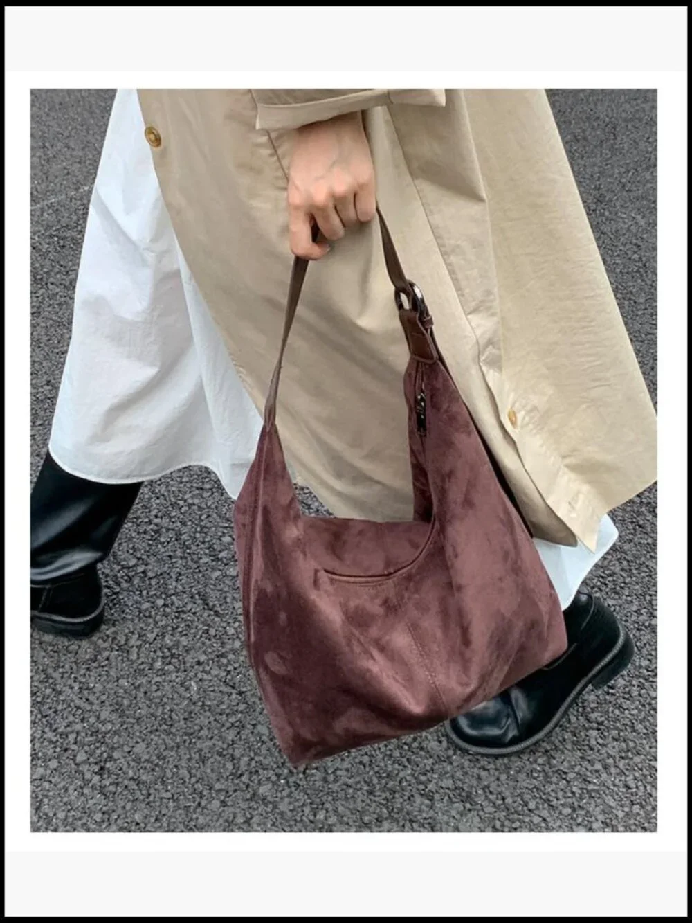 Dumpling Bag Vintage Convertible Spacious Crossbody Hobo Suede PU Shoulder